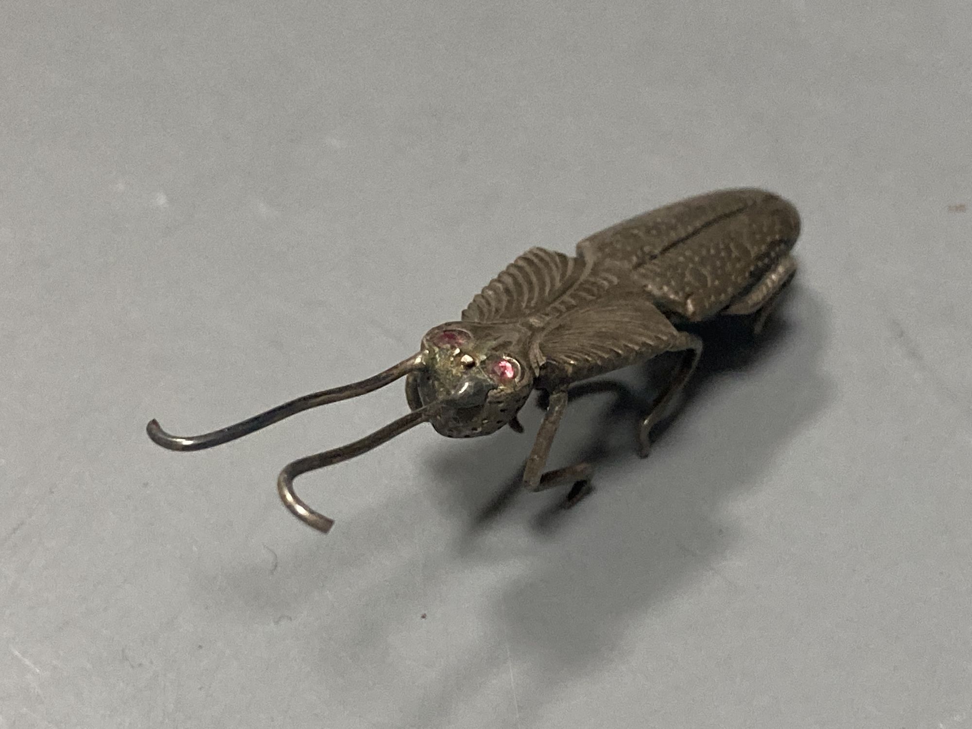 Five Indian? white metal miniature models of insects etc. including lizards, centipede and a scorpion, largest 87mm.
